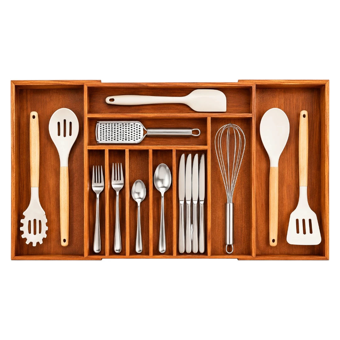 Plaits Wooden Kitchen Utensil Organizer with Cutlery Tray