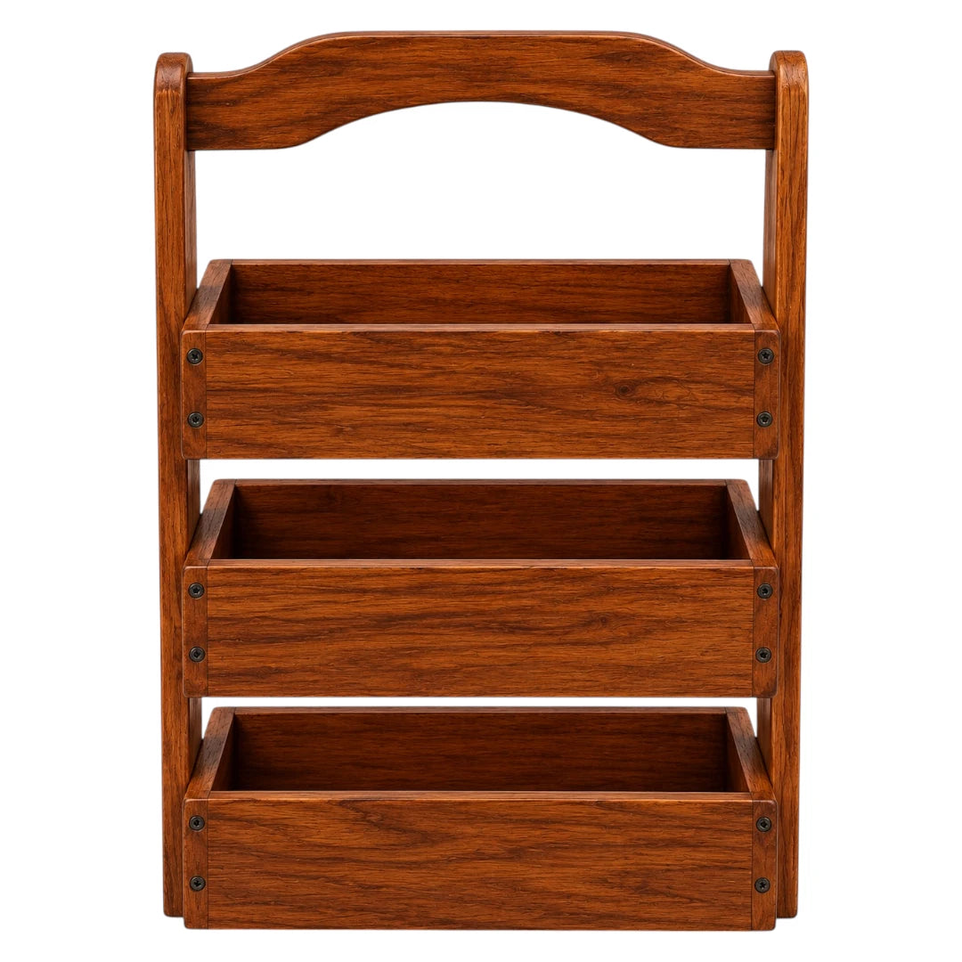 Paits Rustic Wooden Cutlery Organizer with Decorative Carvings