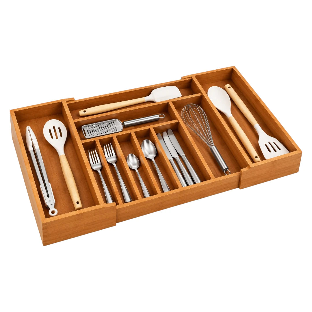 Plaits Wooden Kitchen Utensil Organizer with Cutlery Tray